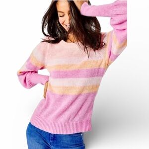 Lilly Pulitzer Ritza Striped Pink Sorbet Wool Blend Sweater- Women’s Small
